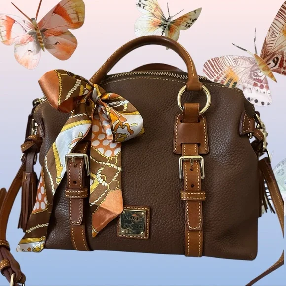 Dooney & Bourke Bristol Brown Italian Pebbled Leather Satchel & Shoulder Bag